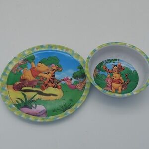 Disney Winnie the Pooh Tigger Piglet Melamine Plate and Bowl Set Zak Designs